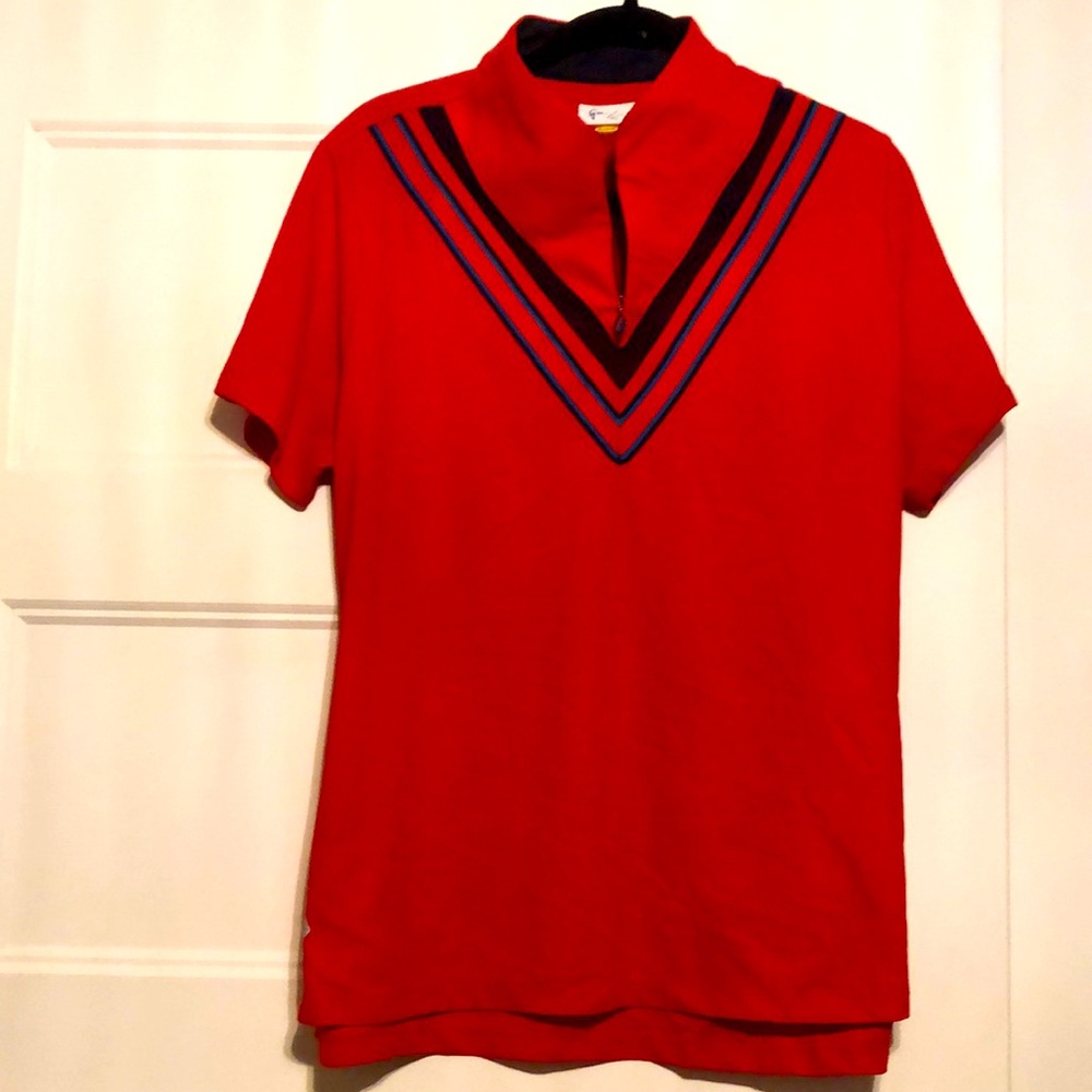 Greg Norman woman’s xxl mock neck golf shirt. Red with short sleeves. Never worn